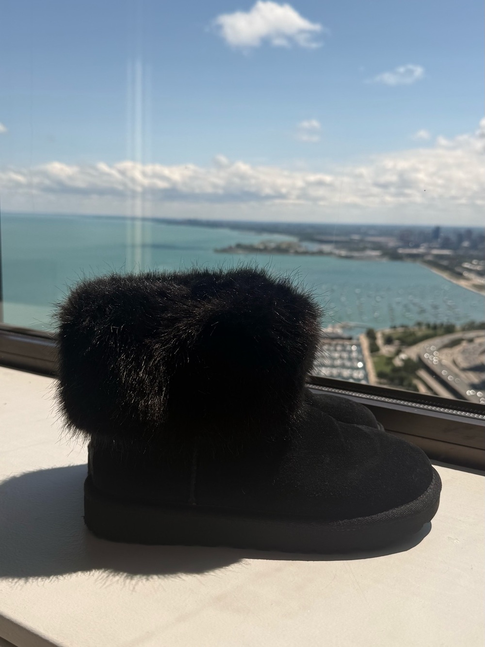 Black Faux Fur Cuff Bootie - Cozy Winter Slip-On